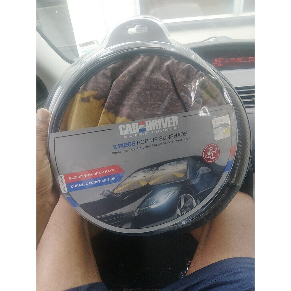 2PC Car & Driver Pop Up Car Sun Shade Jumbo Size